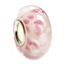 Sterling Silver Murano Flower Pink Glass Lampwork Bead for European Charm Bracelets 12.5mm