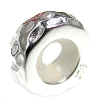 STERLING SILVER STOPPER WITH RUBBER ROUND HAMMERED BEAD for European Charm Bracelets