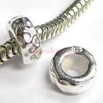STERLING SILVER STOPPER WITH RUBBER ROUND HAMMERED BEAD for European Charm Bracelets