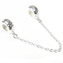 Sterling Silver Rubber Stopper Safety Chain Hammered Bead for European charm Bracelets
