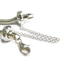 Sterling Silver Rubber Stopper Safety Chain Hammered Bead for European charm Bracelets