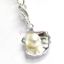 Sterling Silver Sea Shell White pearl Dangle Pendant for European Lobster Clip on Bracelets