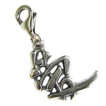 Sterling silver Chinese Character Love Dangle Pendant for European Lobster Clip on Bracelets