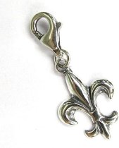 Queenberry Sterling Silver Fleur-de-lis Dangle Charm Pendant for European Lobster Clip On Charm