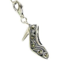 STERLING SILVER MARCASITE 3D High Heel shoe Dangle CHARM Pendant for European Lobster Clip on Charm