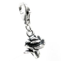 STERLING SILVER Rose Dangle CHARM Pendant for European Lobster Clip on Charm