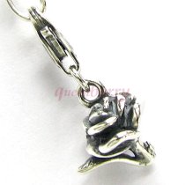 STERLING SILVER Rose Dangle CHARM Pendant for European Lobster Clip on Charm