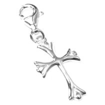 STERLING SILVER JESUS CHRIST CROSS Dangle Pendant Charm for European Lobster Clip on Bracelets