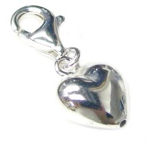 STERLING SILVER Sweet Heart Dangle Pendant for European Lobster Clip on Bracelets