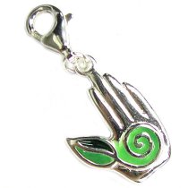 STERLING SILVER Green Life Hand Love To Grow Enamel Dangle Pendant for European Lobster Clip on Bracelets