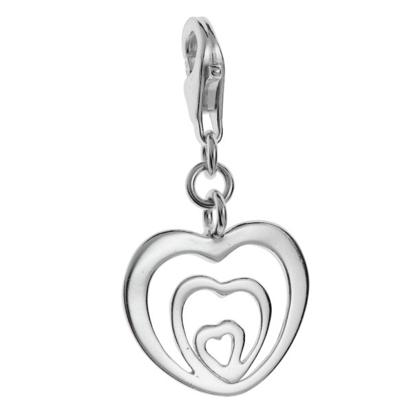 STERLING SILVER Lots of Love Heart Dangle Pendant for European Lobster Clip on Bracelets