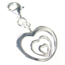 STERLING SILVER Lots of Love Heart Dangle Pendant for European Lobster Clip on Bracelets