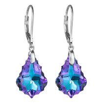 Vitrial Light Purple Genuine Swarovski Crystals Sterling Silver Leverback 1.5″ Dangle Earrings