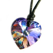 Swarovski Elements Crystal Vitrail Light Love Heart Pendant Adjustable Waxed Cotton Choker Necklace