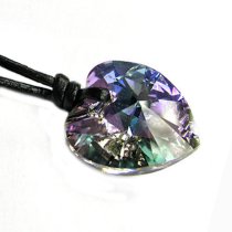 Swarovski Elements Crystal Vitrail Light Love Heart Pendant Adjustable Waxed Cotton Choker Necklace