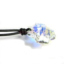 Swarovski Crystal Clear AB Cross Pendant 20mm Black leather 1mm Necklace 14" 16" 18" 20" 22" 24" Adjustable
