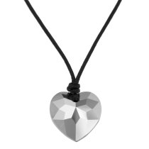 Swarovski Crystal VITRAIL LIGHT AB HEART Pendant 18mm Black Leather 1mm Choker Necklace 14" 16" 18" 20" 22" 24" Adjustable