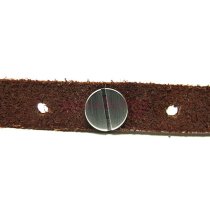 316L Stainless Steel 2 Rounds Brown Flat Leather Cord 10mm Nail Clasp Bracelet 8.5"