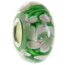 Sterling Silver Glass Pink ROSE FLOWER Bead for European Charm Bracelets 12mm