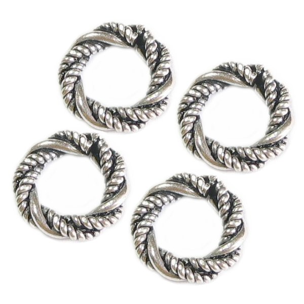 4x Sterling Silver Twisted Spacer Bead Ring 9.5mm for European Charm Bracelets