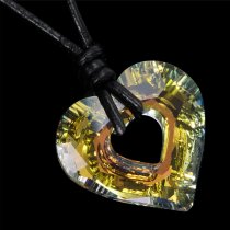 Swarovski Crystal Miss U Heart Love Charm pendant Black leather 1mm Choker Necklace 14" 16" 18" 20" 22" 24" Adjustable