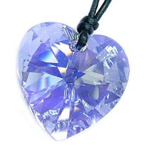 Swarovski Crystal Light Sapphire ab Heart Pendant 28mm Black Leather 1mm Choker Necklace 14″ 16″ 18″ 20″ 22″ 24″ Adjustable