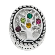 Sterling Silver Family Tree of Love Pink Rose Yellow Green Bead 10mm for European Charm Bracelets