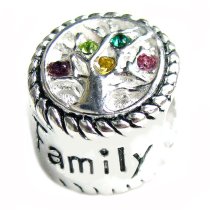 Sterling Silver Family Tree of Love Pink Rose Yellow Green Bead 10mm for European Charm Bracelets
