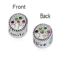 Sterling Silver Family Tree of Love Pink Rose Yellow Green Bead 10mm for European Charm Bracelets
