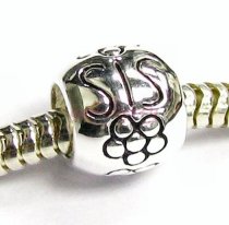 Sterling Silver Sister Flower Bead for European Charm Bracelets