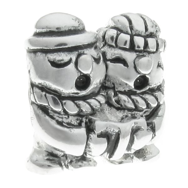 Sterling Silver Christmas Snowman Singing Couple Bead F/ European Charm Bracelet