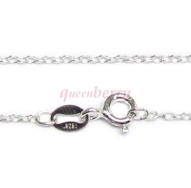 Italian Sterling Silver OVAL CABLE ROLO chain Necklace with spring clasp 18″