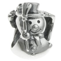 Sterling Silver Christmas SNOWMAN w/ Hat gift box Present for European Charm Bracelets