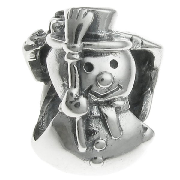 Sterling Silver Christmas SNOWMAN w/ Hat gift box Present for European Charm Bracelets