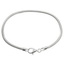 Sterling Silver Snake Cable Bracelet with Lobster Clasp for European Bead Charms, 6.5″