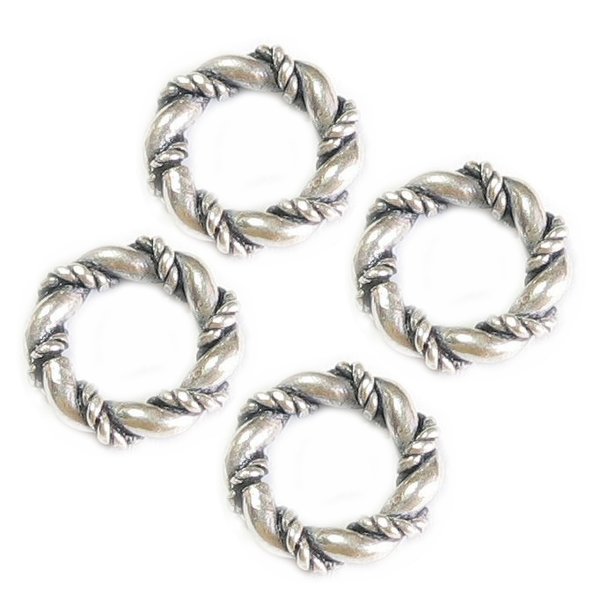 4 pcs Sterling Silver Twist Ring Spacer for Pandora Troll European Bracelets