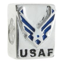 Sterling Silver USAF US Air Force bead for European Charm Bracelets
