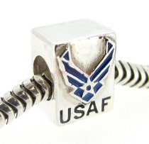 Sterling Silver USAF US Air Force bead for European Charm Bracelets
