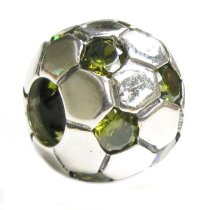 Sterling silver Round Football Soccer Cz bead for European Charm Bracelets