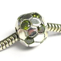 Sterling silver Round Football Soccer Cz bead for European Charm Bracelets
