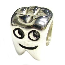 Sterling silver Smily Tooth bead for Pandora Troll European Charm Bracelets