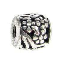 Antique Sterling Silver Filigree Flower Clip Clasp Floral Stopper Bead for Pandora European Charm Bracelets