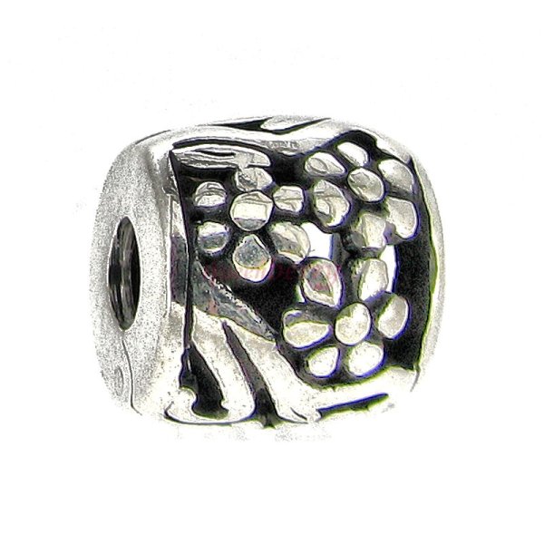 Antique Sterling Silver Filigree Flower Clip Clasp Floral Stopper Bead for Pandora European Charm Bracelets