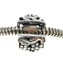 Antique Sterling Silver Filigree Flower Clip Clasp Floral Stopper Bead for Pandora European Charm Bracelets