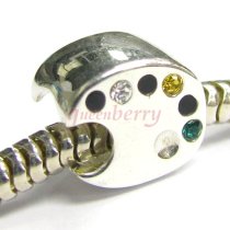 Sterling silver Artist Painting Palette Multi-colored Board Cz bead for European Charm Bracelets