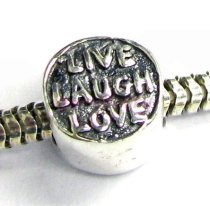 Sterling Silver LIVE LOVE LAUGH Beads for European Charm Bracelets