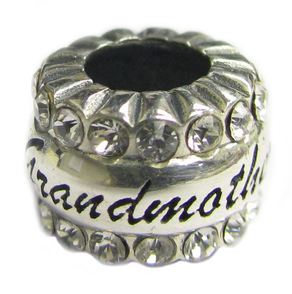 Sterling Silver Grandmother Grandma Nana Clear Crystal Bead for Pandora Troll European Charm Bracelets