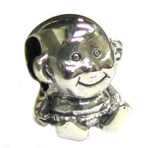 Sterling Silver Father & Mother's Cute Smily Baby Boy Family Bead for Pandora Troll European Charm Bracelets