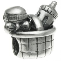 Sterling silver Mom's Baby Kid Bottle BASKET set Bead for European Charm Bracelets