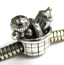 Sterling silver Mom's Baby Kid Bottle BASKET set Bead for European Charm Bracelets